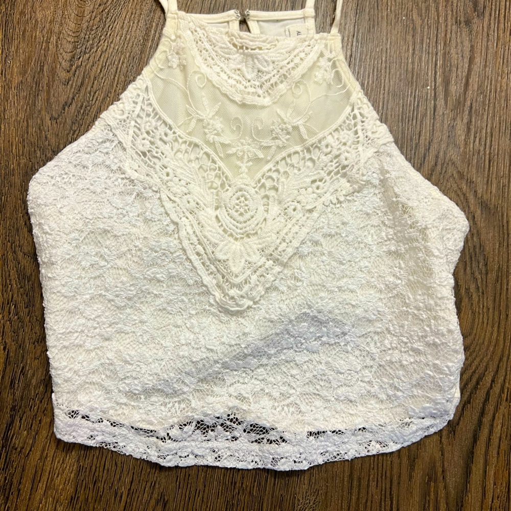Abercrombie & Fitch White Lace Crop Top.